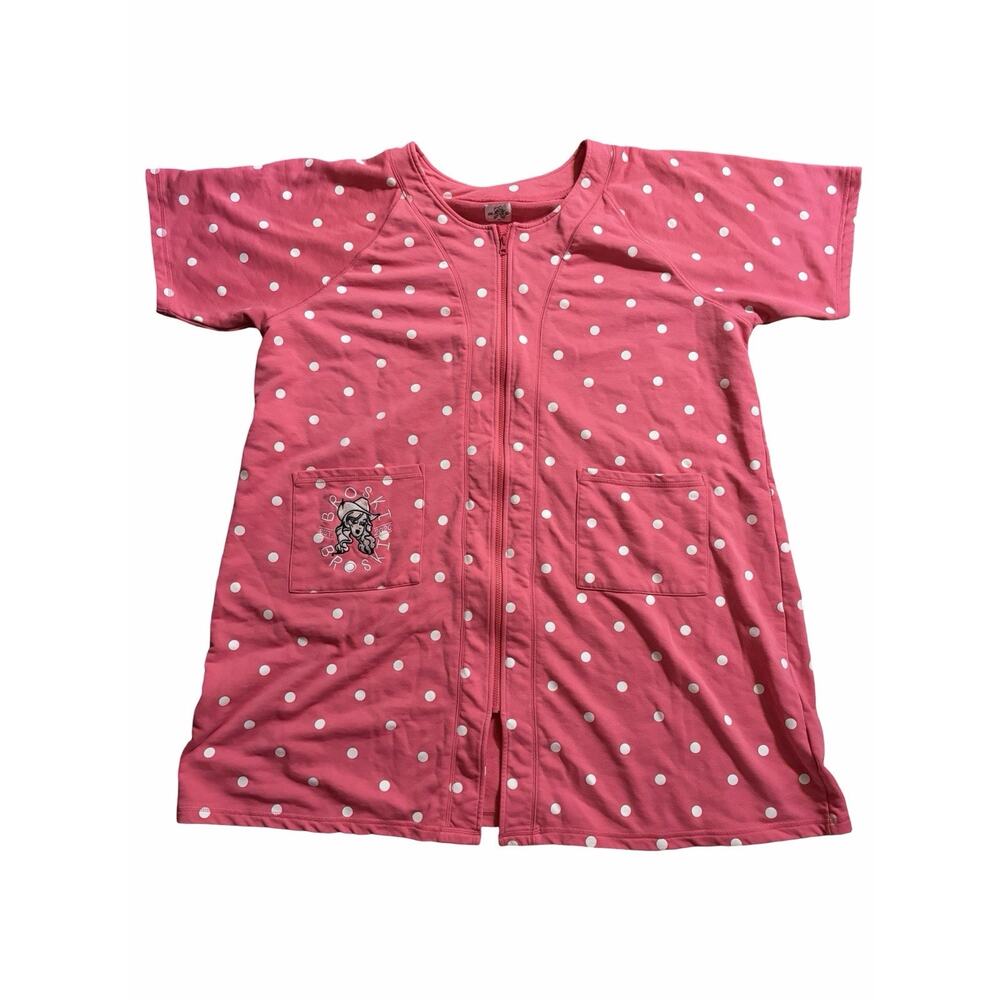 Brittany Broski “Purdy Pink Muumuu” Polka Dot Zip Front Sleep Dress 2XL